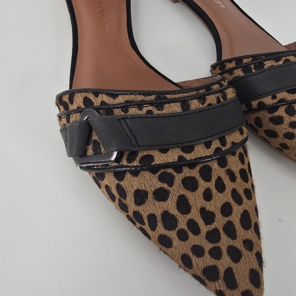 Rebecca Minkoff Leopard Print Calf Hair Ankle Strap Flats Pointed Toe Size 7M - Picture 4 of 11